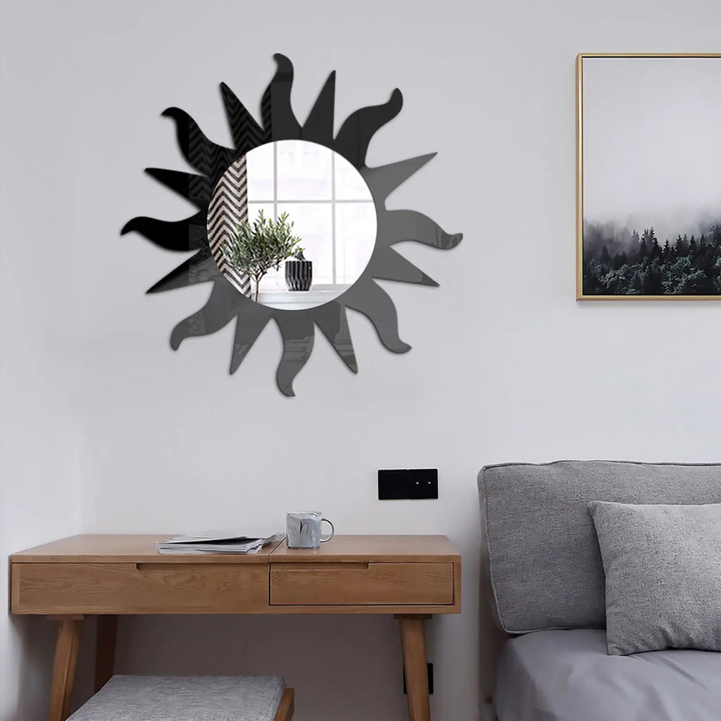 Scandinavian Modern Sun-Shaped Acrylic Wall Mirror Sticker - view 3