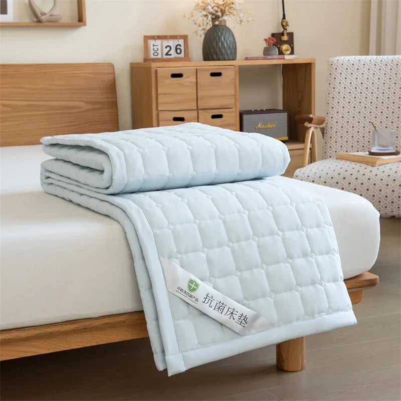 Cooling Mattress Topper for Summer,Foldable Bed Mat Cool Sleeping Mattress,Soft Breathable Roll Up Bed for Single Double Bed - 2pc Pillowcase / Sky Blue