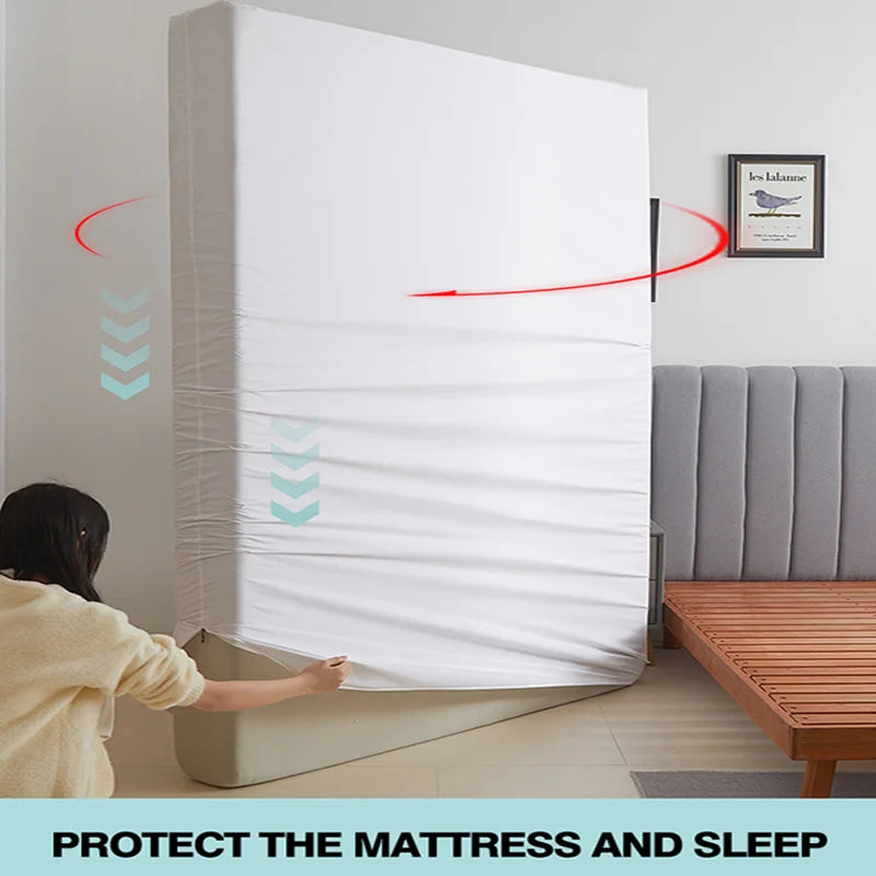 Waterproof Mattress Protector with Zipper Soft & Breathable Noiseless Mattress Cover for Single or Double Bed, Queen/King Size - view 5