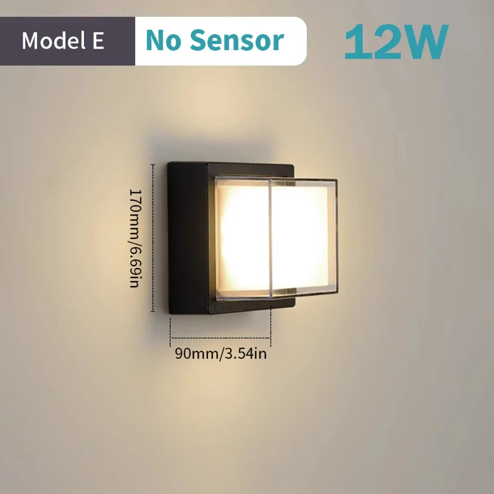 Outdoor led wall sconce with automatic motion sensor - ModelE NO Sensor / Cold white / AC85-265V