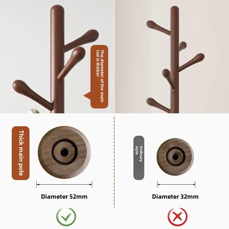 Solid Wood Clothes Hanger, Floor Standing Rack, Household Clothes Rack, Vertical Clothes Pole, Bedroom Rack Coat Rack Stand - view 2