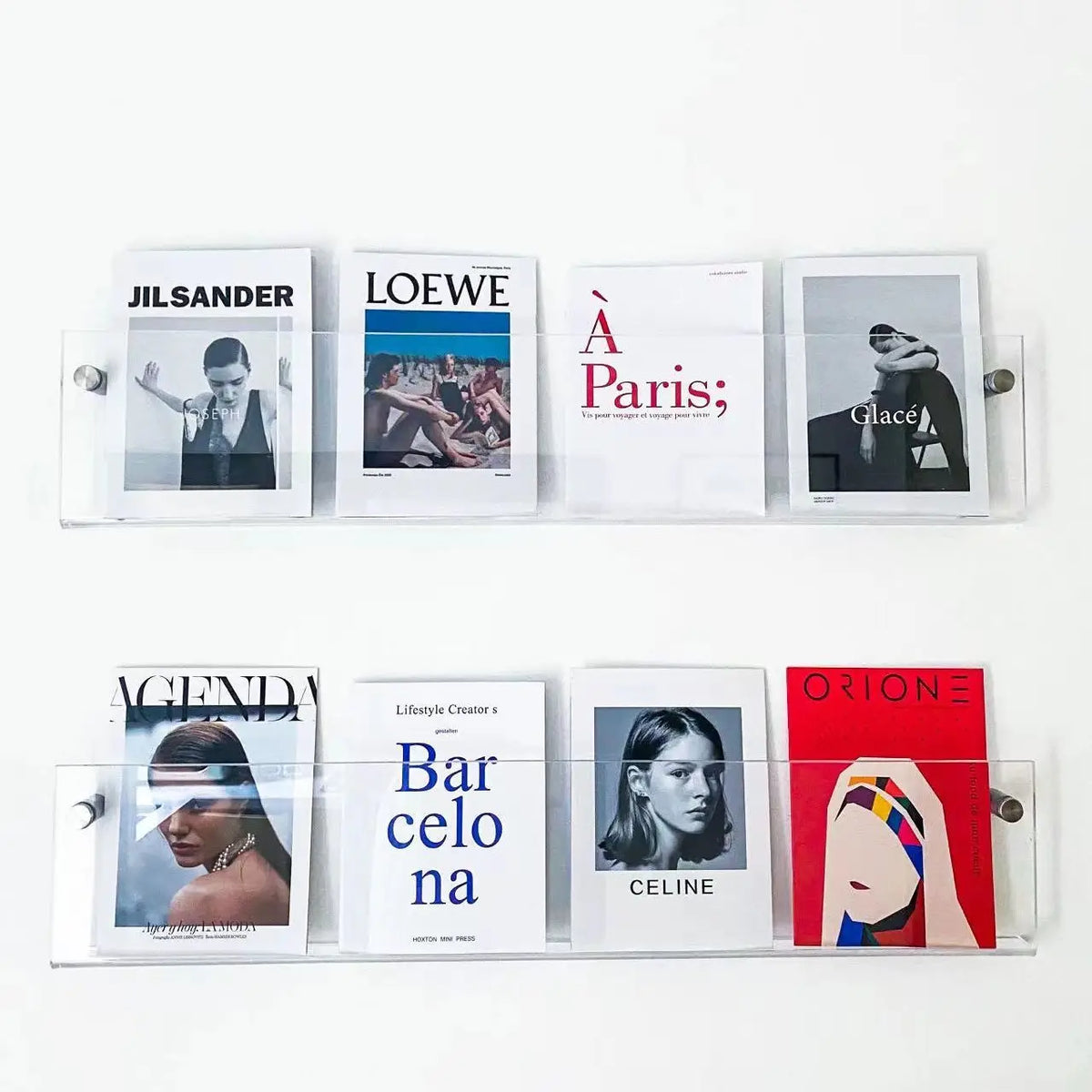 Transparent acrylic wall holder for magazines and books - view 5