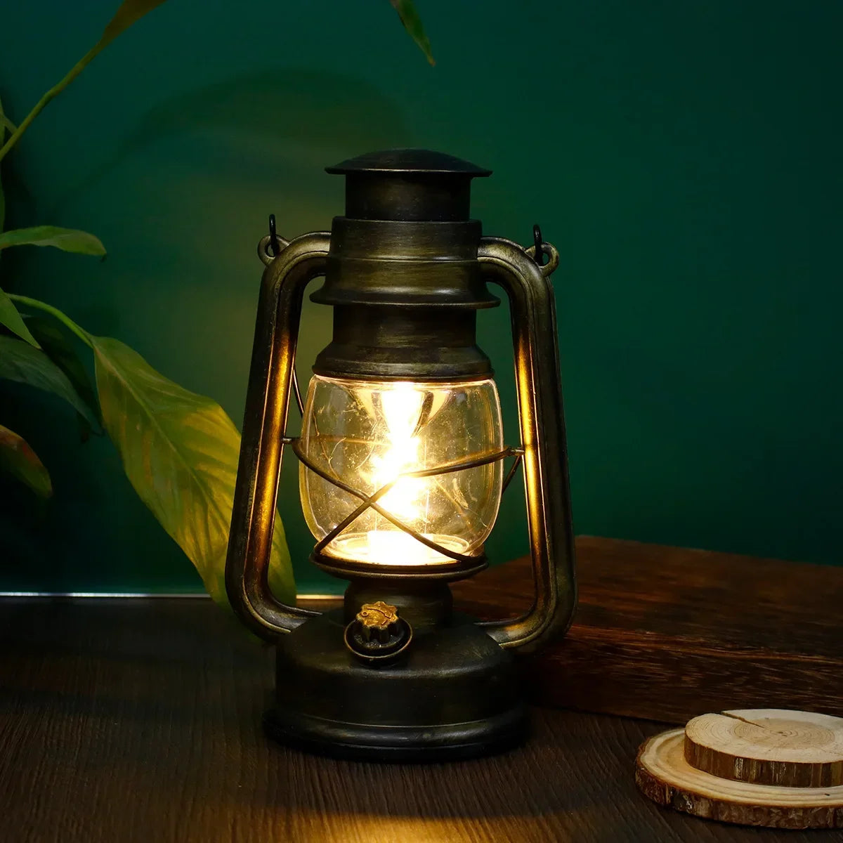 Retro waterproof camping lamp for tent and outdoor atmosphere - Green