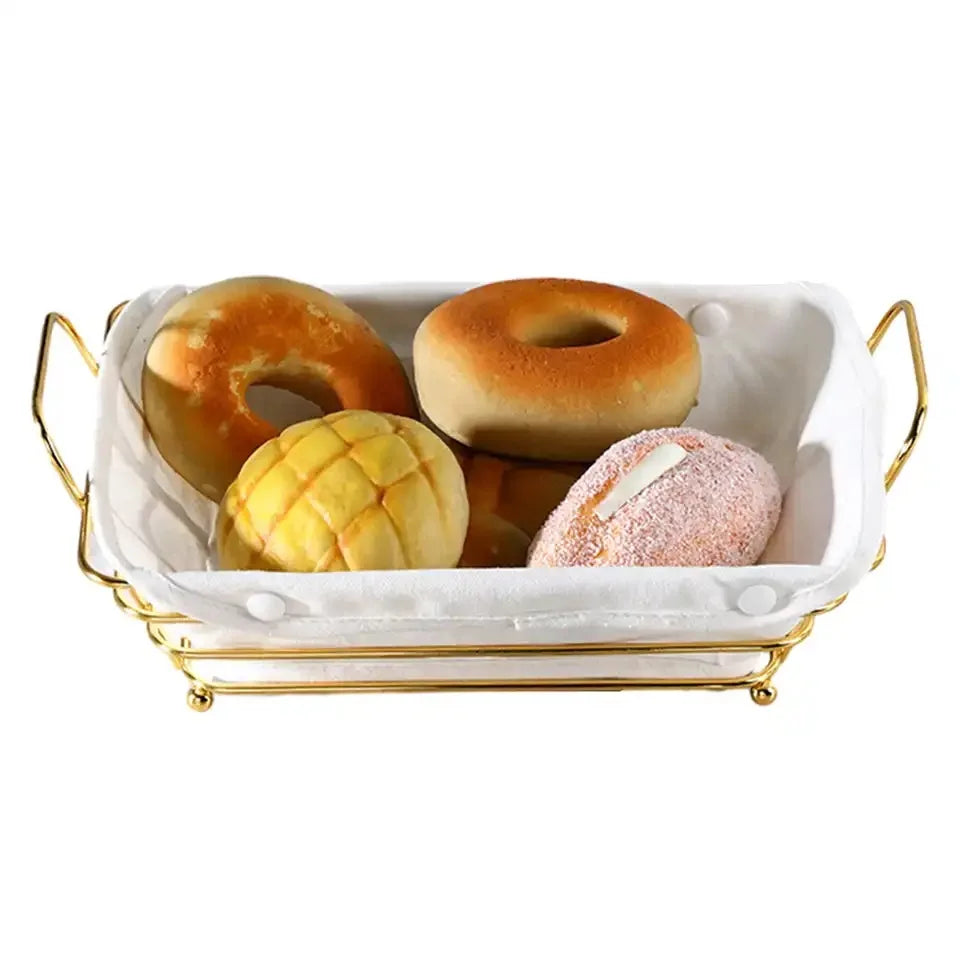Golden Metal Wire Bread Basket for Pantry Storage