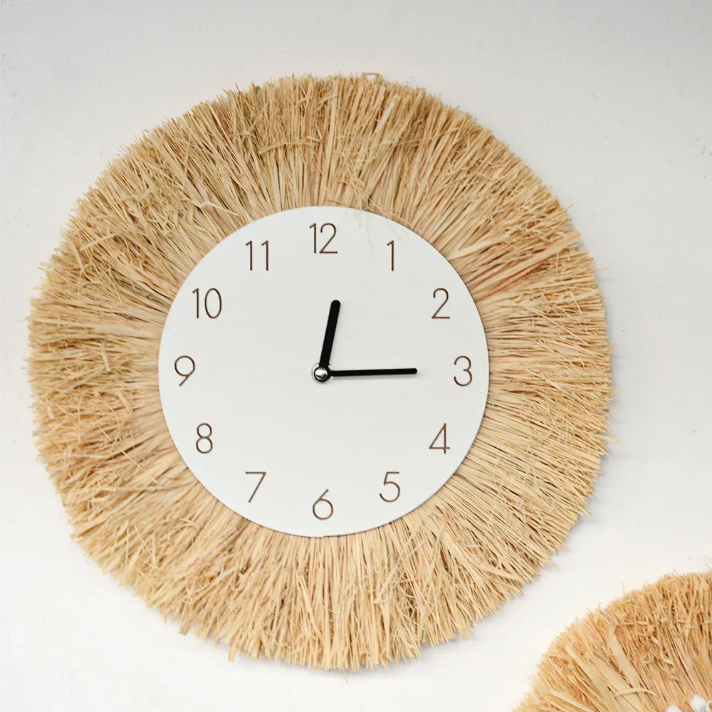 Bohemian decorative mirror in romantic woven straw for wedding - 36CM