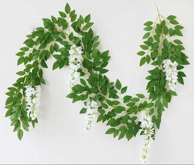 Artificial flower garland for wedding decoration - White