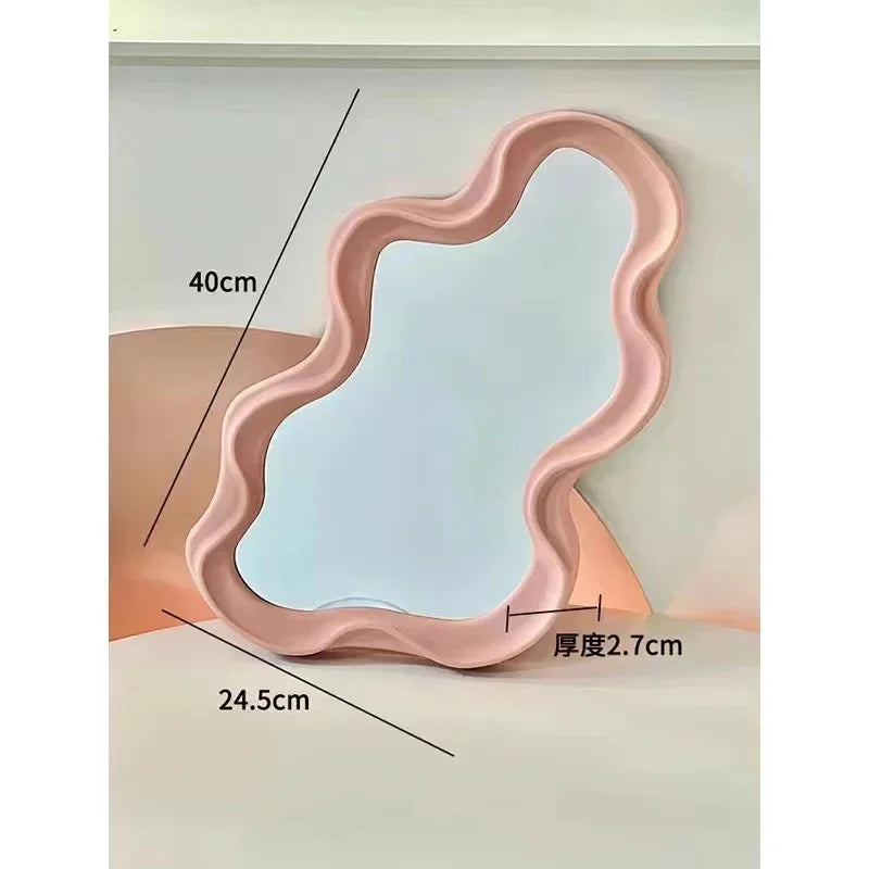 Kawaii cloud mirror on foot for makeup and decoration - Pink B