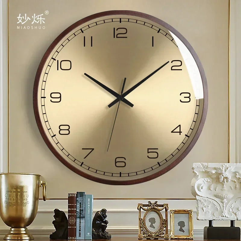 Modern design wall clock in wood silent luxury decorative gifts ideas - view 2
