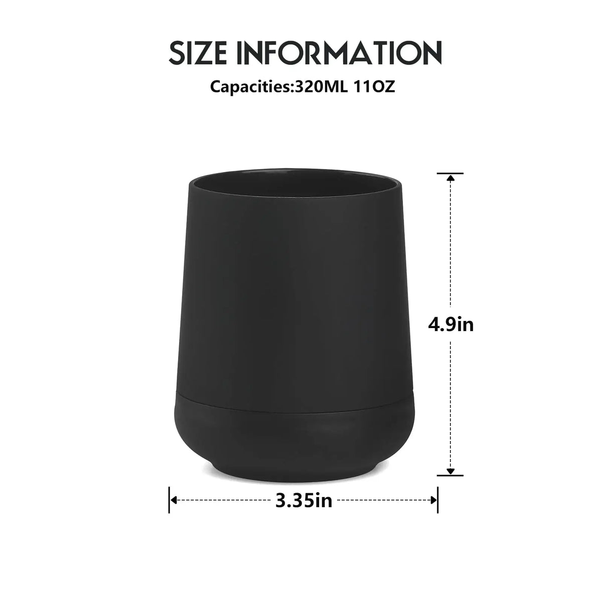 Matte Black toothbrush holders for bathrooms with silicon boot, Modern tooth brushing and toothpaste holder cup for bathroom Org - view 6