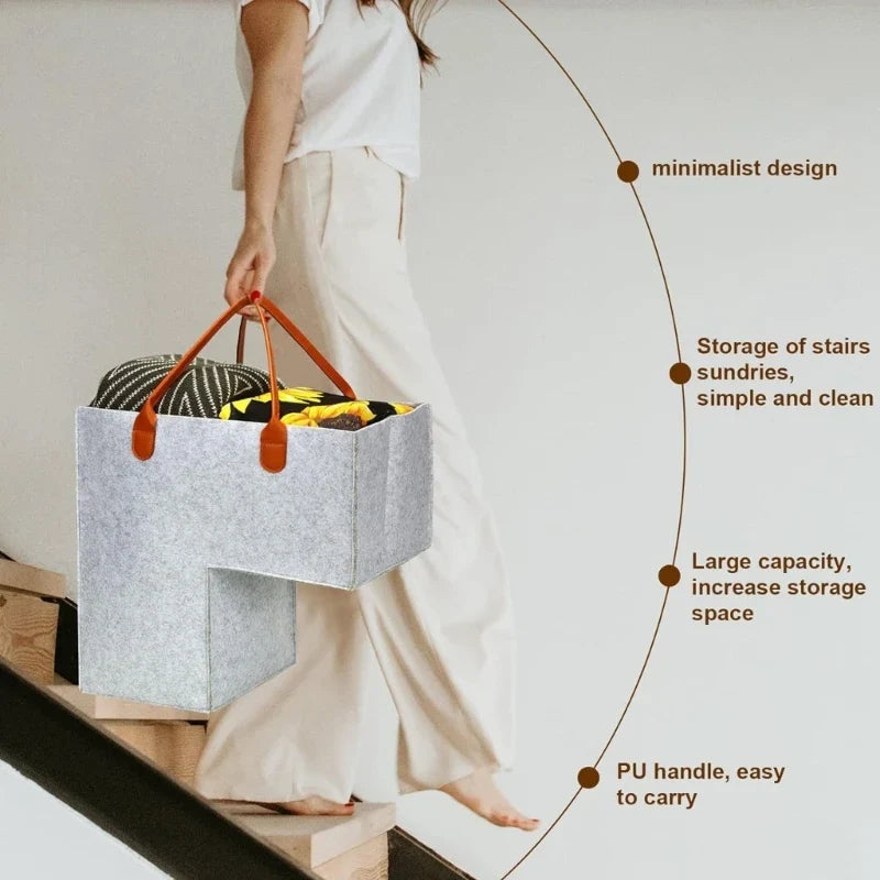 Practical felt basket for clothing storage - view 2