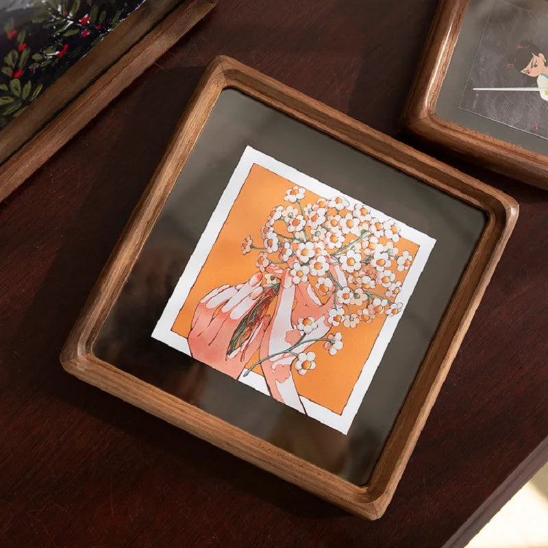 Double-sided photo frame in wood and glass for interior decoration - view 4