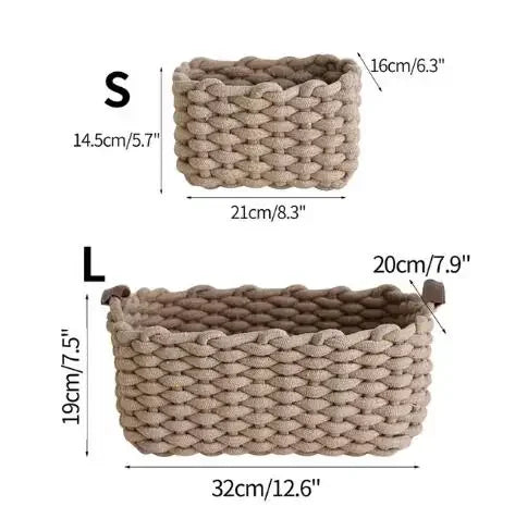 Cotton rope basket for various storage and Nordic decoration - 2 PIECES BROWN
