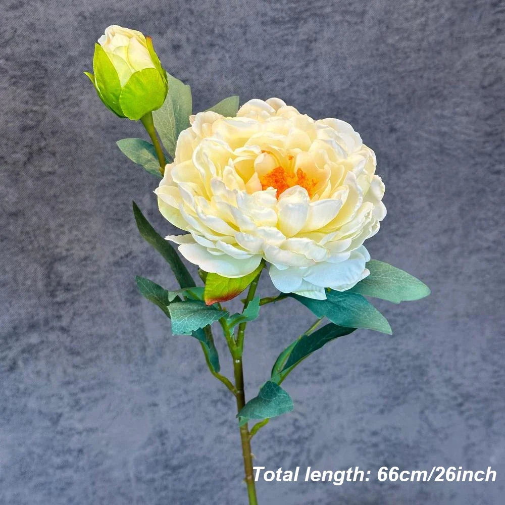 Artificial silk peonies bouquet for wedding and interior decoration - White B