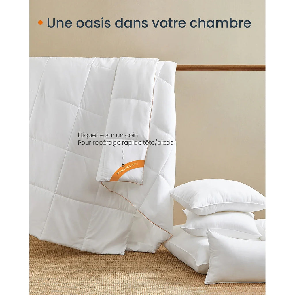 Duvet, Duvet 220 x 240 cm, Mattressed duvet with 8 buckles, 300 GSM Eiderdon, King Size duvet, White - view 6
