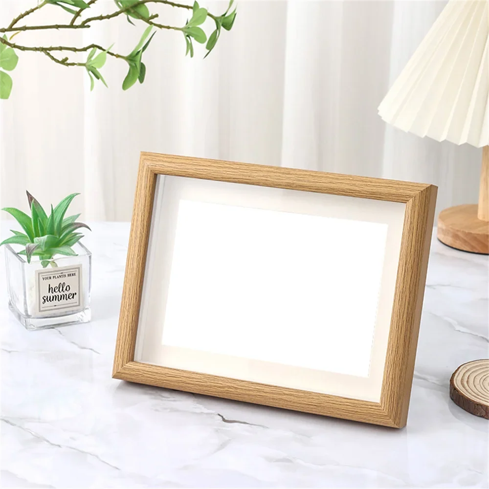 Wooden picture frame for portraits family wedding and travel - Wood Color / 12,7 x 25,4 cm