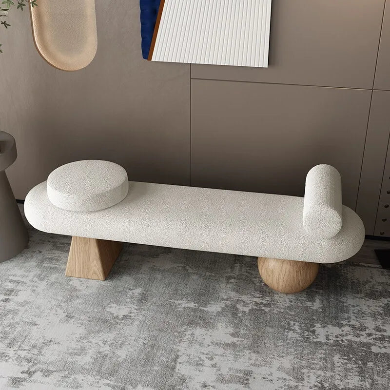 Nordic solid wood stool for shoes and rest - view 4