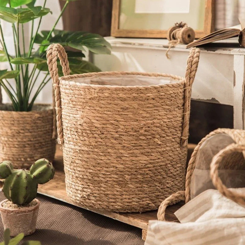 Wicker storage basket for various items and plants