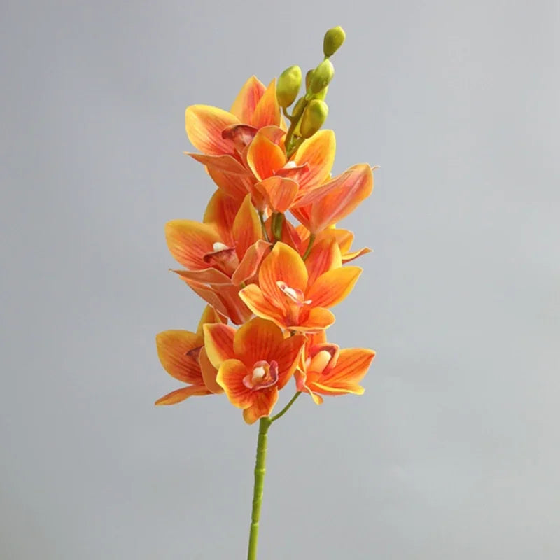 Artificial flowers cymbidium new-zelande realistic decoration orchid - Orange