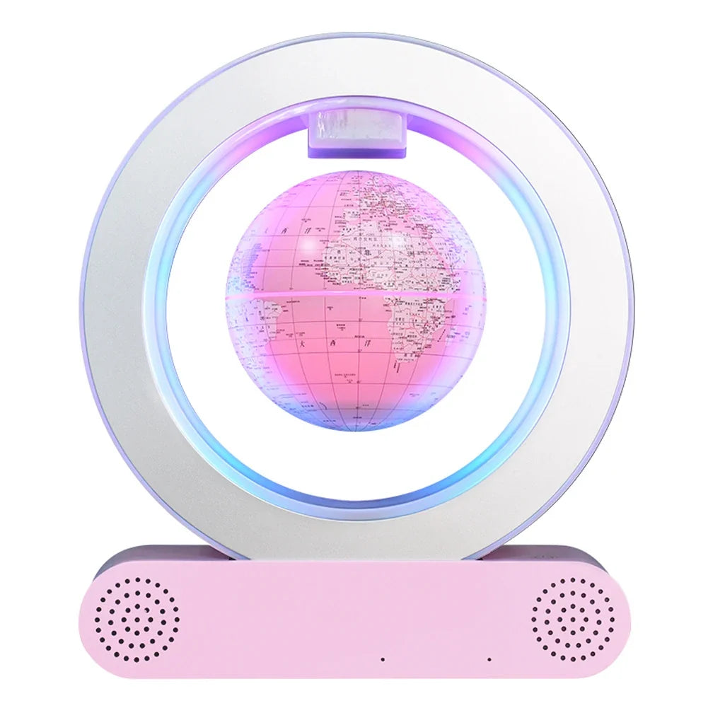 Magnetic Levitation Base Build-In Bluetooth & LED Light 4in Globe Desk Lamp Night Light for Room, Home, Office Desk Toys decor - Pink
