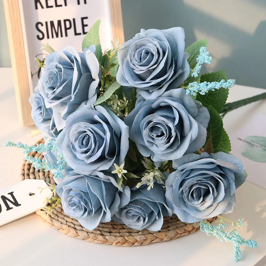Bouquet of artificial silk rose wines for decoration and wedding - view 3