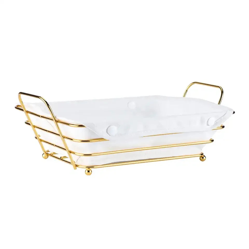 Golden Metal Wire Bread Basket for Pantry Storage - view 5