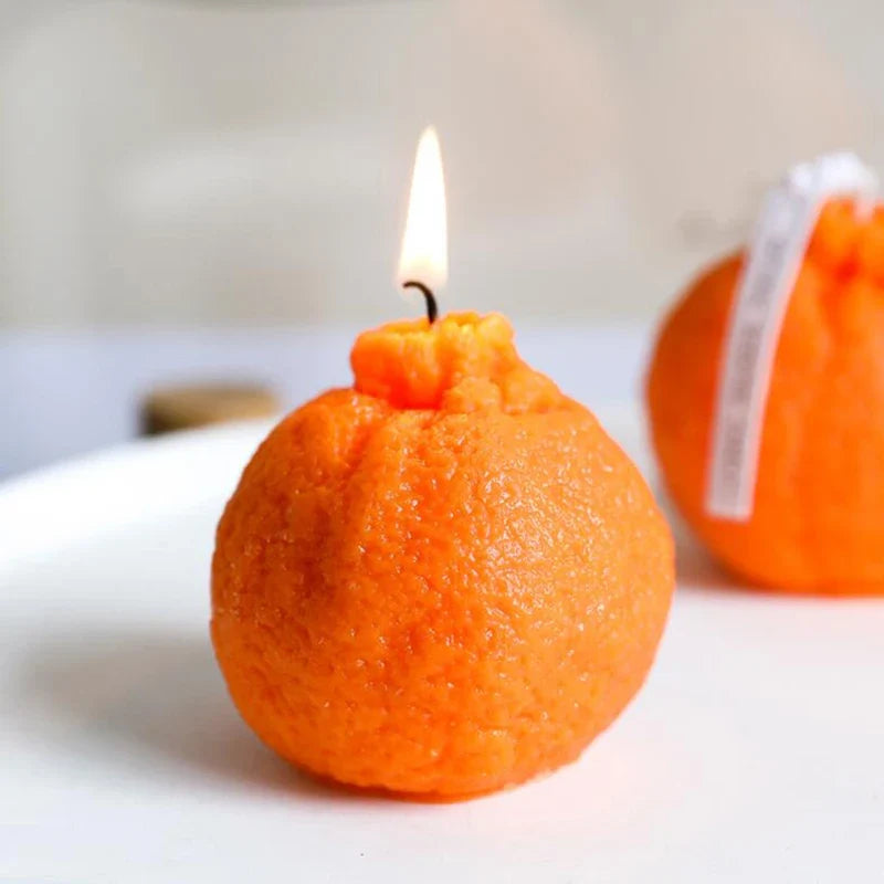 1Pc Soy Wax Candles Creative Orange Lemon Cheese Scented Candle, Home Dinner Decoration Aromatherapy Candle, Photo Props