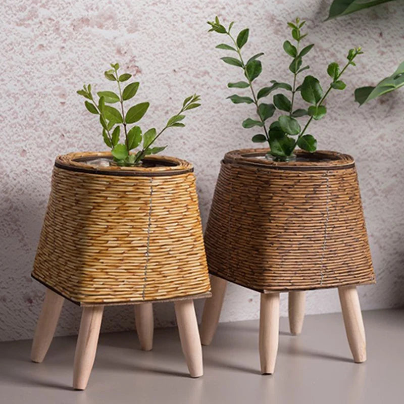 Nordic flower shelf in rattan imitation with removable feet - view 5