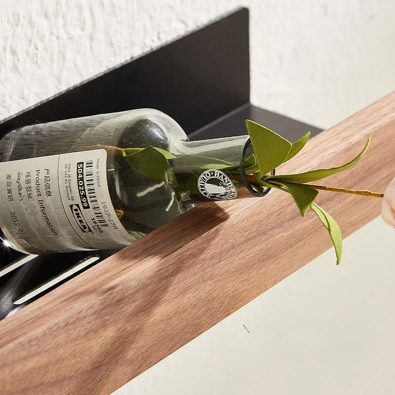 Solid wood wall shelf for practical storage without perforation - view 3