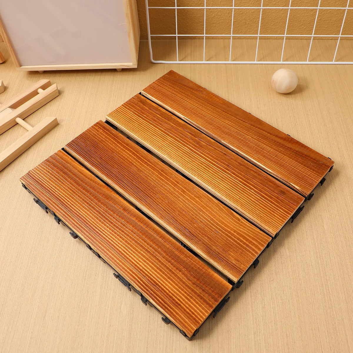 Wood Interlocking Deck Tiles Slip-Resistant for Patios & Balconies - view 4