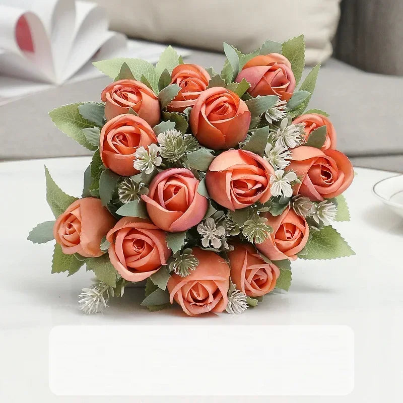 Artificial pink silk floral decoration for indoor and outdoor