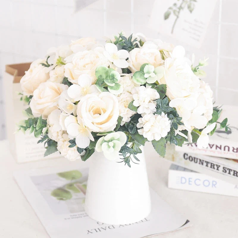 Artificial flowers silk peony hortensia decoration wedding bouquet - view 6