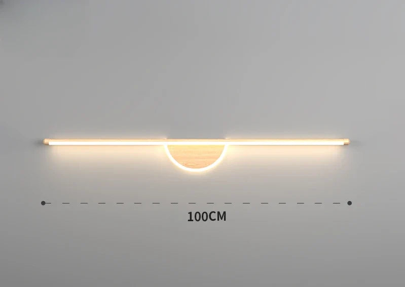 Modern led wall sconce for interior decoration and makeup - Wood Color / White Light / L100cm