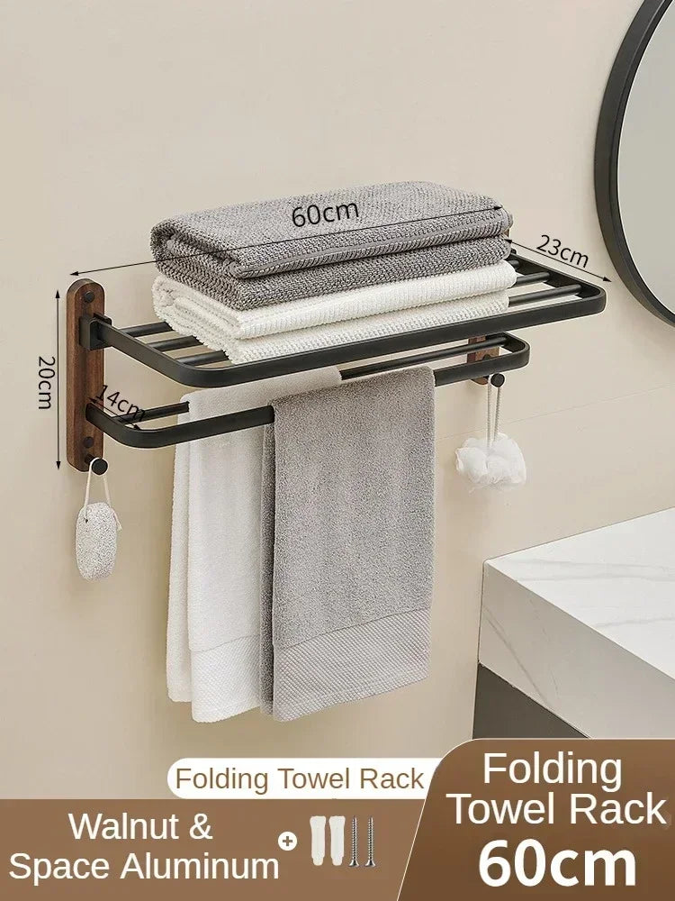 Wooden and aluminum towel holder wall organizer for shower accessories - TR180110260