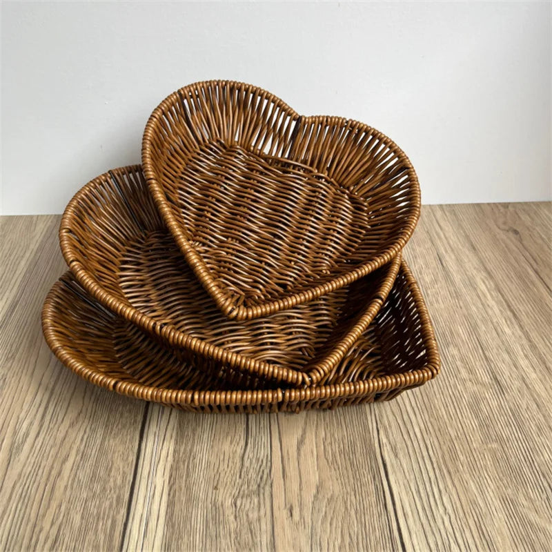 Woven rattan basket for fruit and decorative storage
