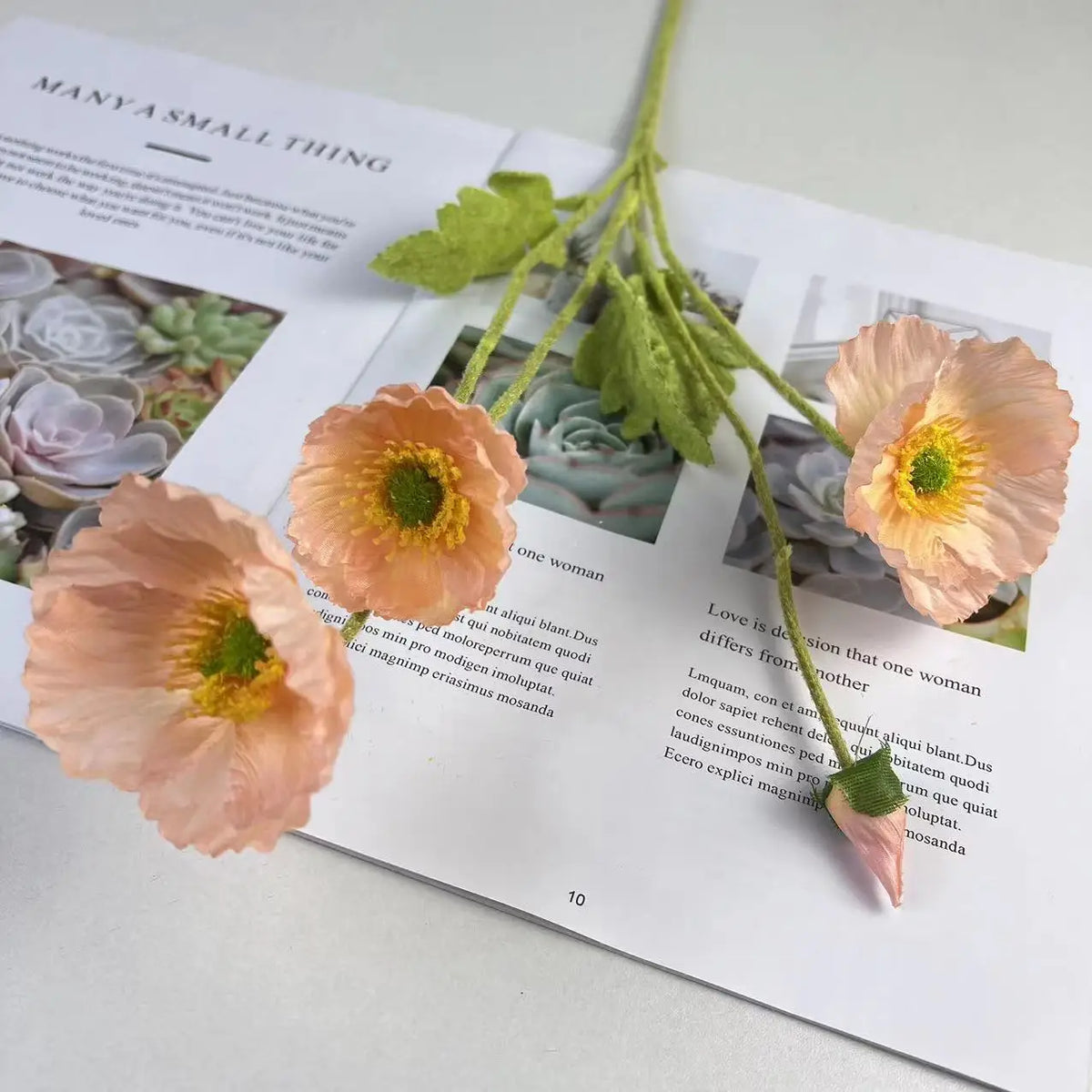 Artificial silk poppy flowers for decoration and events - Orange Pink