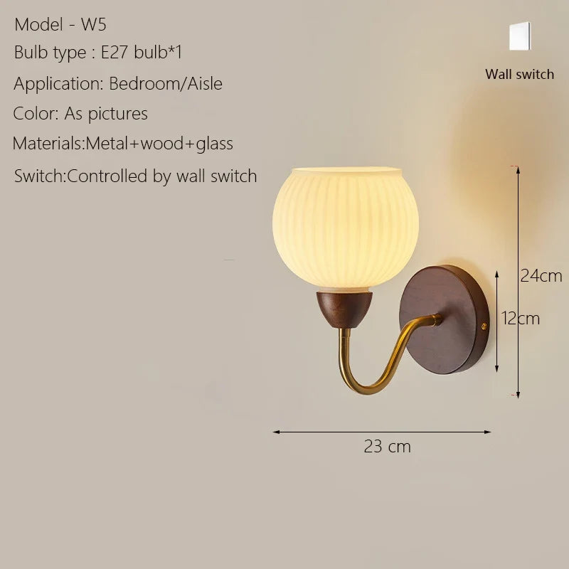 Wall sconce in wood with Japanese glass and blue light - W5 / 1 Bulb 12W