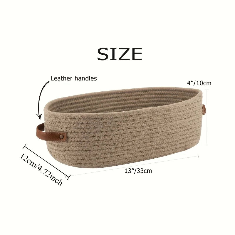 Oval Woven Bathroom Storage Basket, Multifunctional Desktop Organizer, Toilet Paper Holder, Toy Storage Basket - view 3