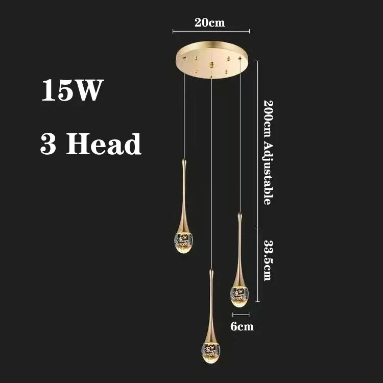 Luxury crystal bubble chandelier for modern decoration - 3 Heads / 3000K Warm White