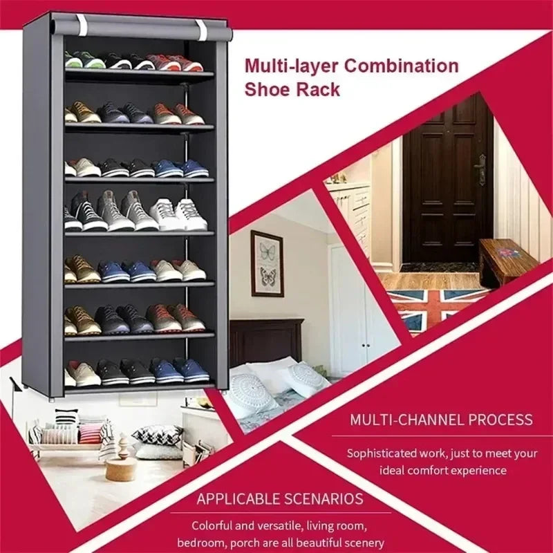 Multilayered shelf with economical and practical dust resistant shoes - view 2