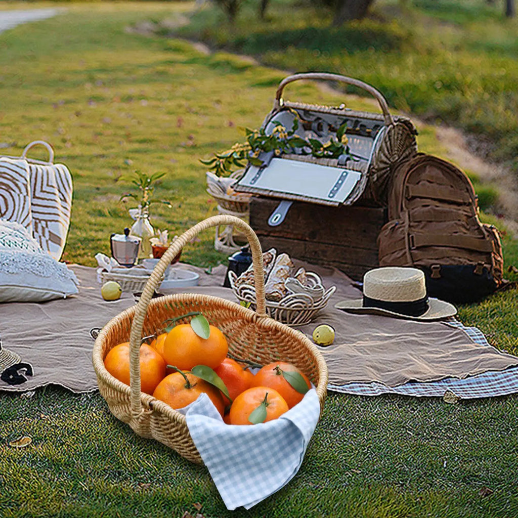 Portable storage basket for picnic and rustic flowers - view 6