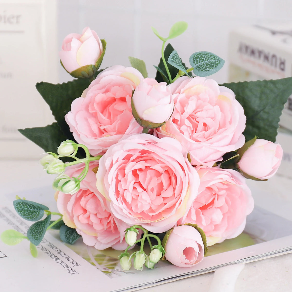 Artificial flowers silk peony hortensia decoration wedding bouquet - Pink
