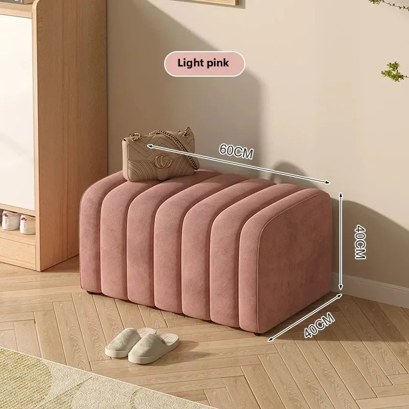 Modern design shoe bench with soft and comfortable footrest - Pink Length 60cm