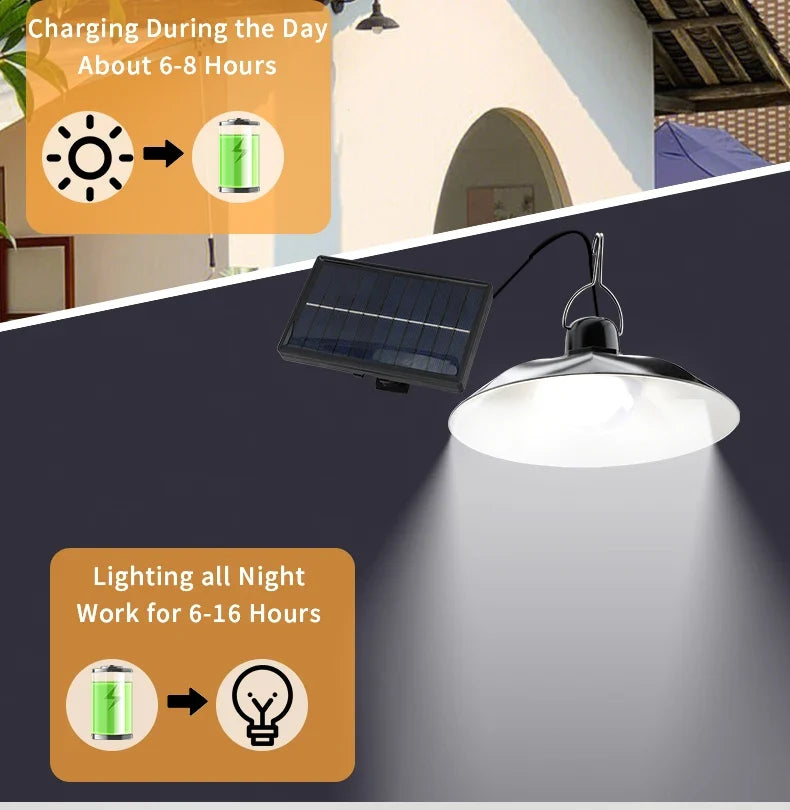 Solar led pendant light with remote control for outdoor garden camping - view 7