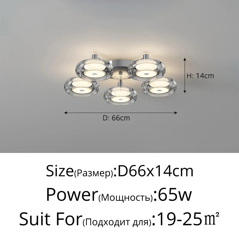Italian ceiling lamp design modern interior lighting minimalist luxury - Chrome-5 Heads / Dimmable with Remote