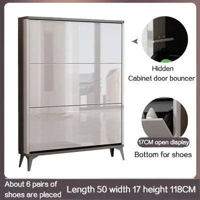 Modern luxury minimalist shoe cabinets ultra-thin furniture organizer - Grey 50x17x118cm