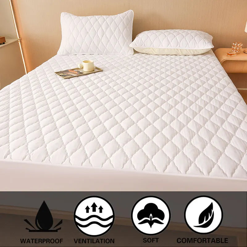 1PC Thicken Solid Color Checked Mattress Cover,Cotton-padded Breathable,Dust Proof,All SeasonsSuitable For The Bedroom, - view 4