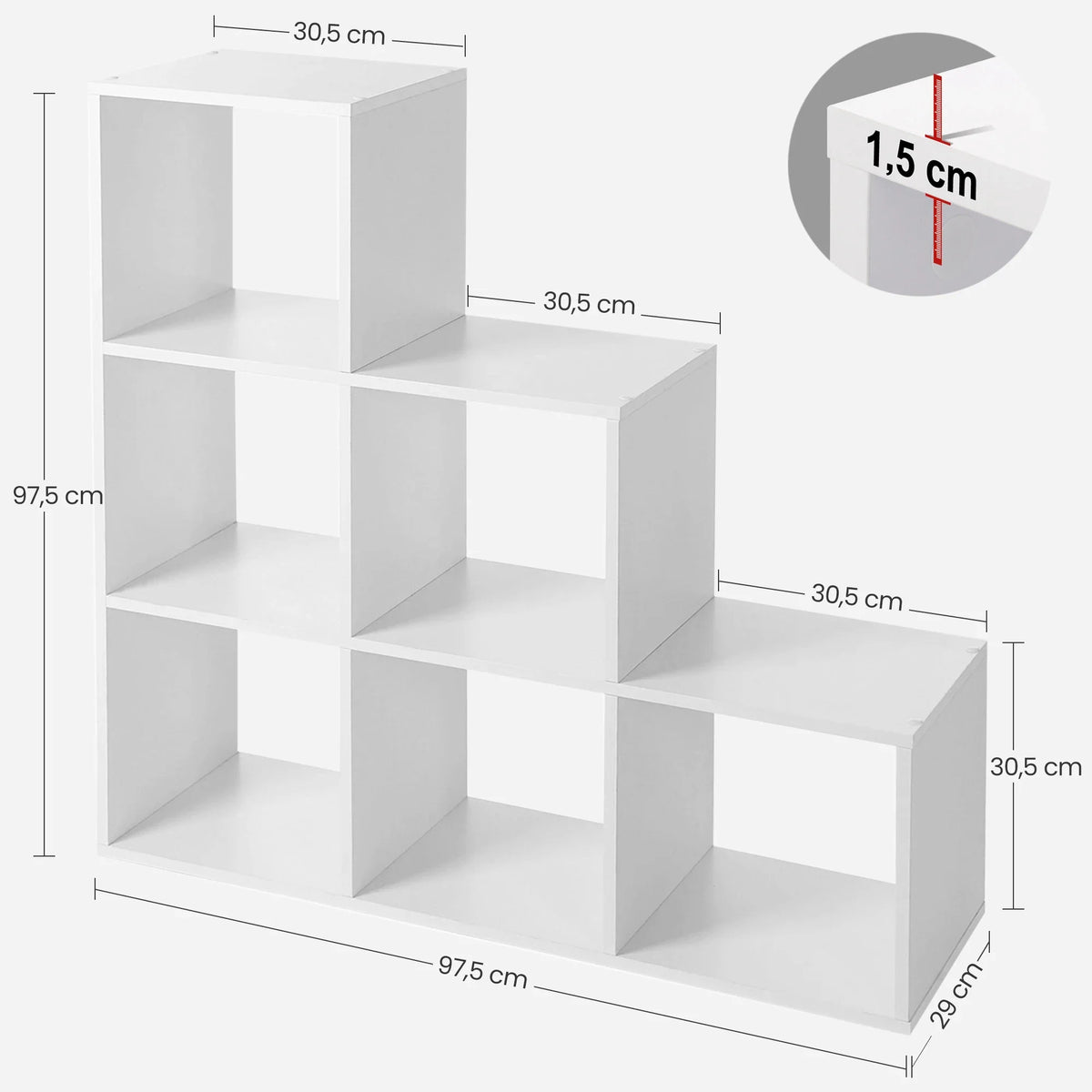 VASAGLE Stair Shelf, Bookcase, Step Shelf, Standing Shelf, with 6 Cubes, Ladder Shelf, Room Divider, Cube Shelf - view 6