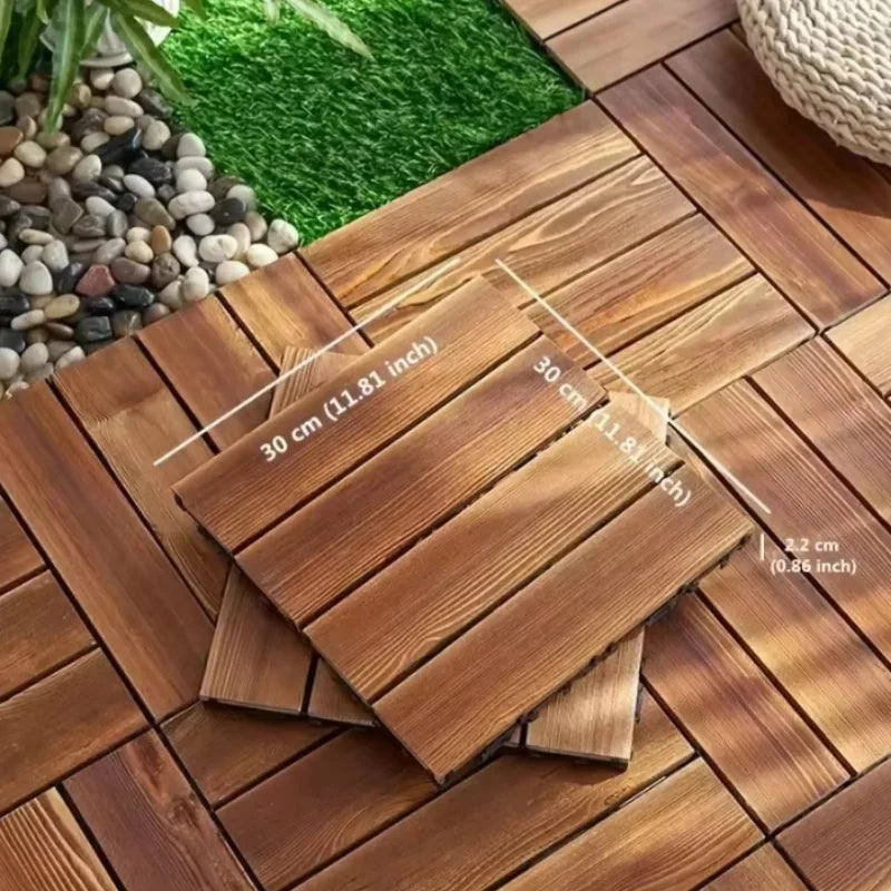 Wood-Look Interlocking Deck Tiles Slip-Resistant Waterproof - view 3