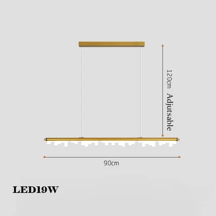 Modern minimalist chandelier in black gold for hanging lighting - Dimmable / 90cm G