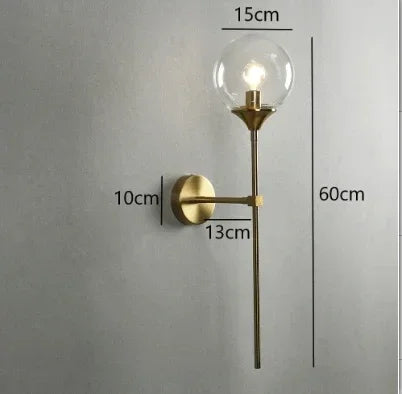 Modern wall sconce in glass and chrome gold for interior decoration - A Light Gold / Glass Ball 15cm / No Bulb